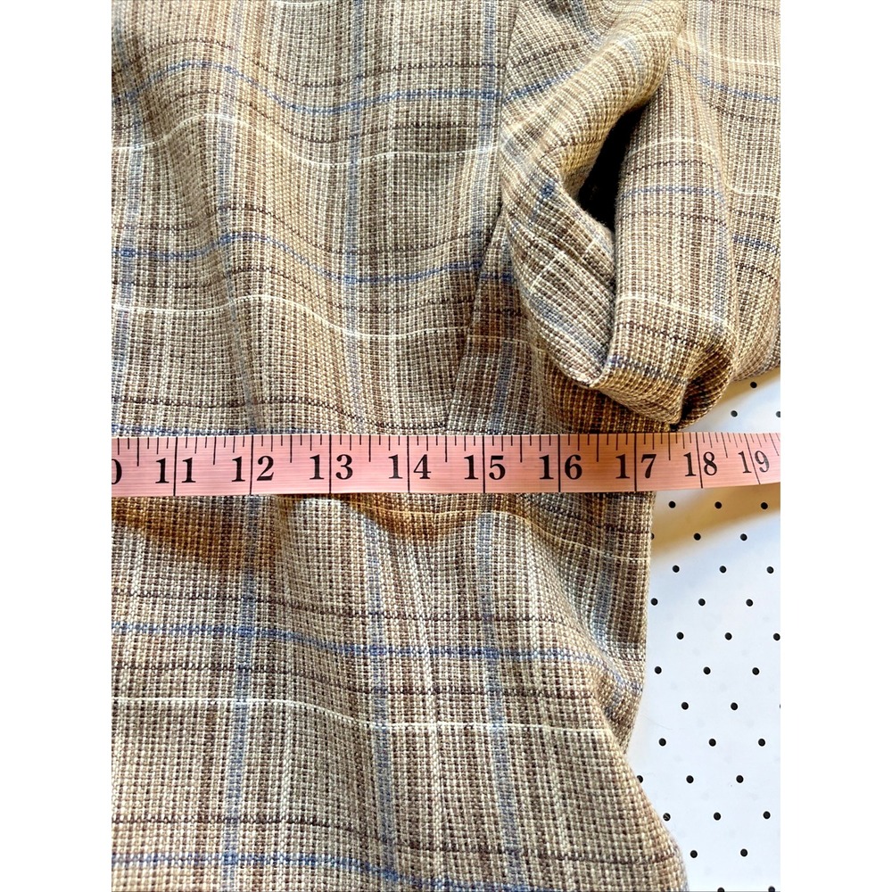Vintage Country Suburbans Plaid Blazer Womens 16 Brown Tan Academia Jacket - Picture 11 of 11